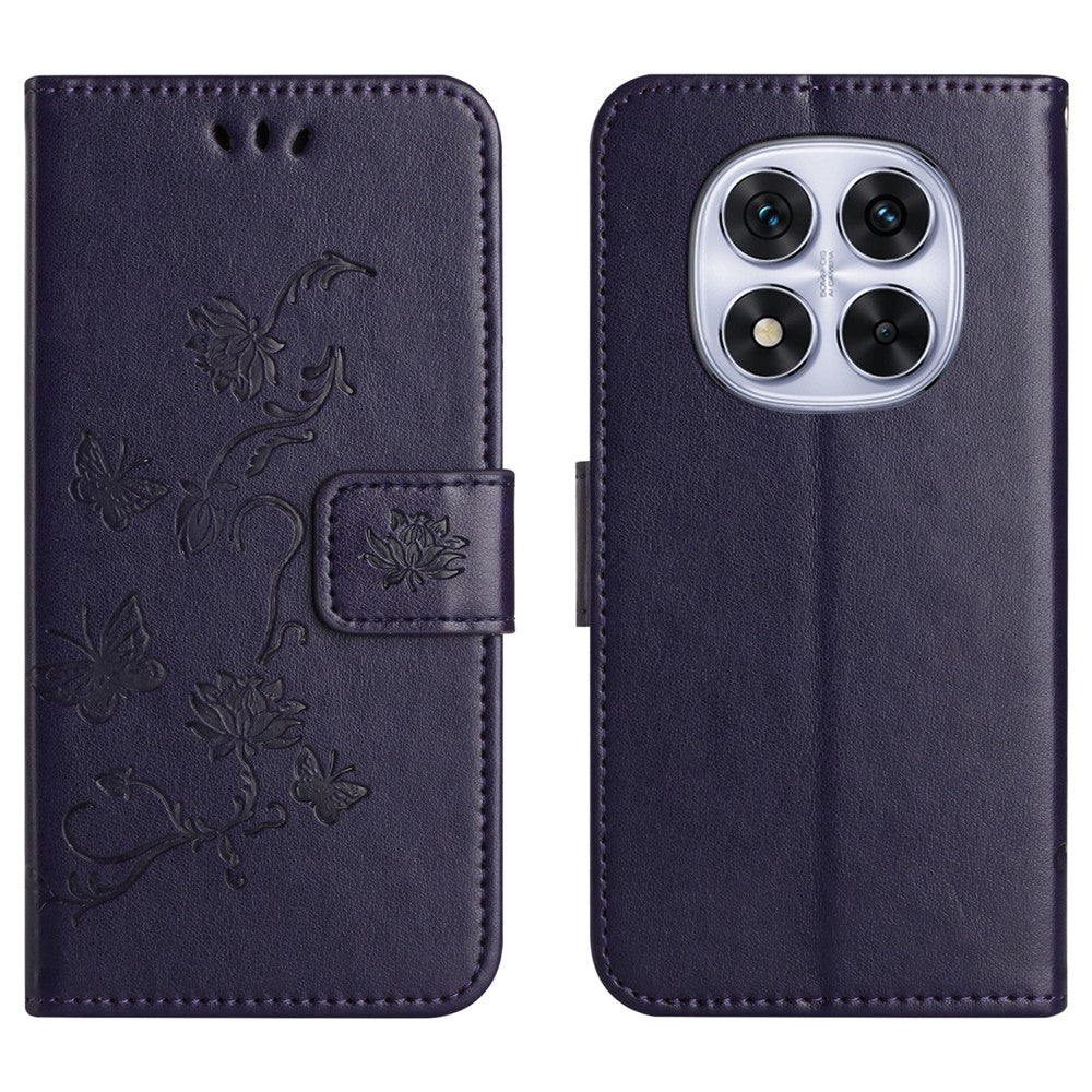 Xiaomi Poco M8 5G / Redmi Note 15 5G (Global) Plånboksfodral med tryckt fjärilsblomma i PU-läder
