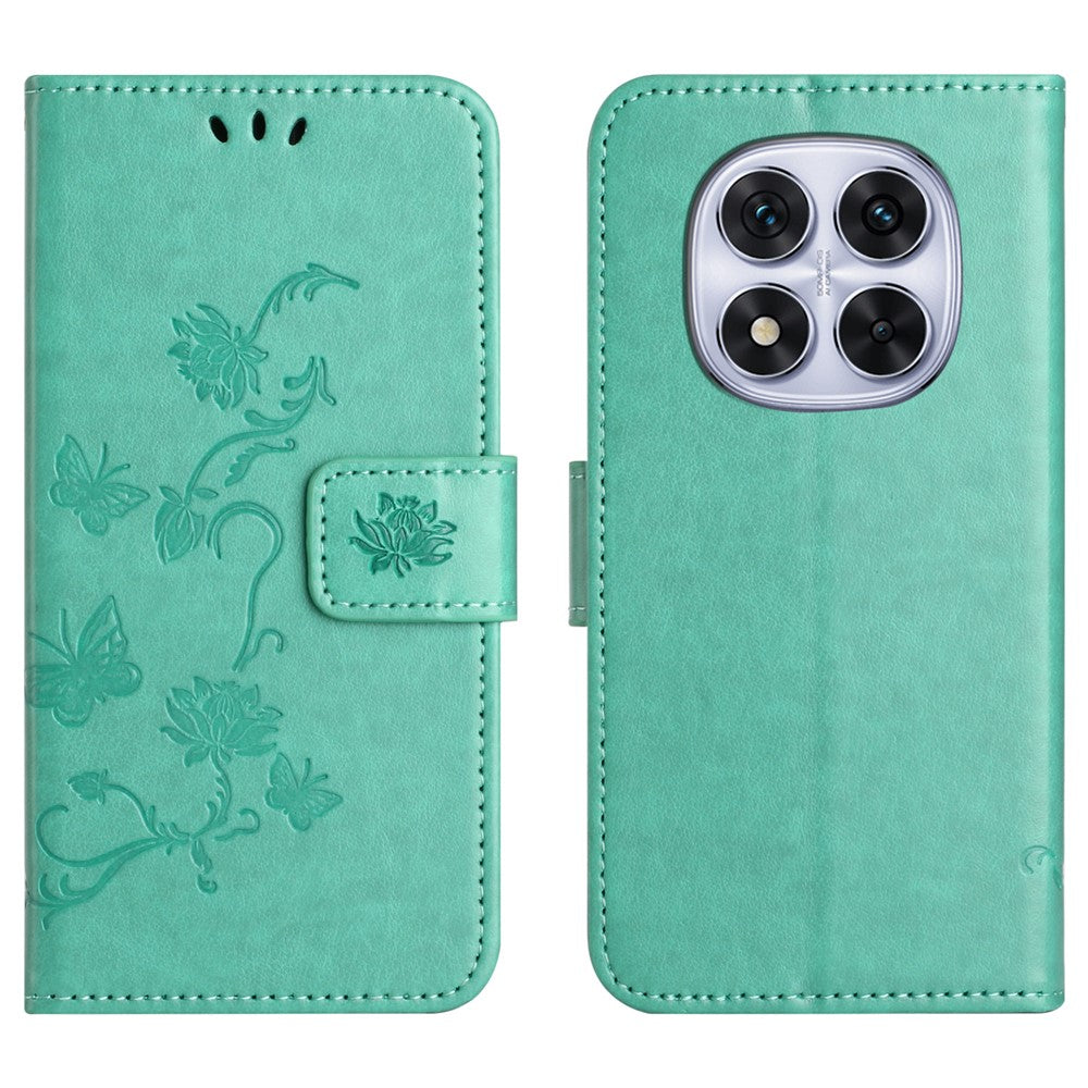 For Xiaomi Poco M8 Pro 5G / Redmi Note 15 Pro+ 5G (Global) Case Wallet Stand Imprinted Butterfly Flower PU Leather Phone Cover