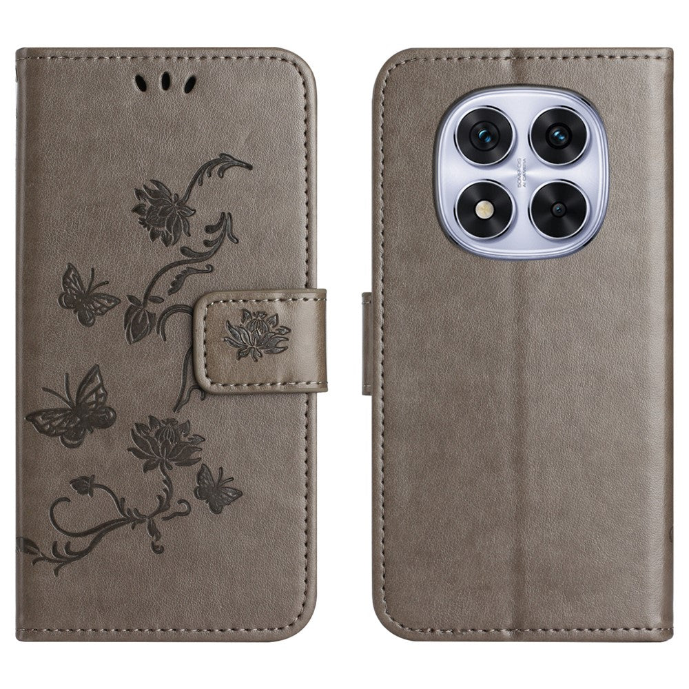For Xiaomi Poco M8 Pro 5G / Redmi Note 15 Pro+ 5G (Global) Case Wallet Stand Imprinted Butterfly Flower PU Leather Phone Cover