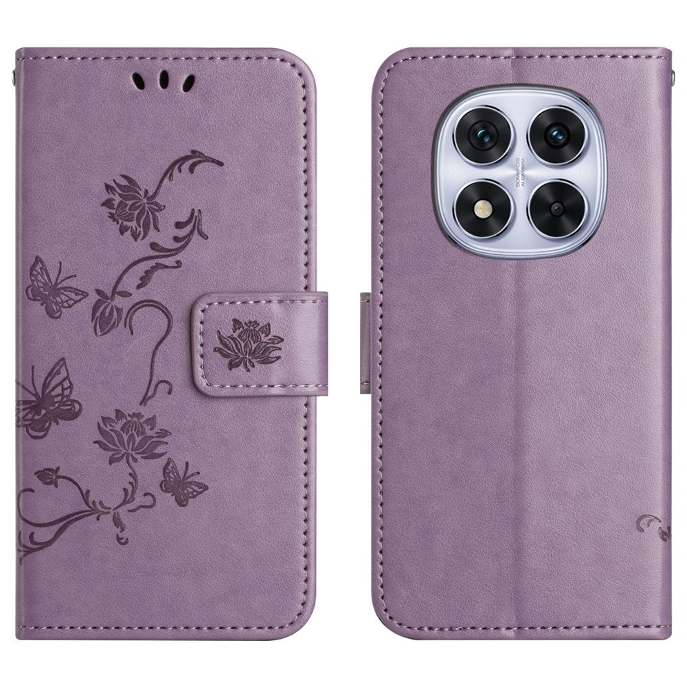 For Xiaomi Poco M8 Pro 5G / Redmi Note 15 Pro+ 5G (Global) Case Wallet Stand Imprinted Butterfly Flower PU Leather Phone Cover