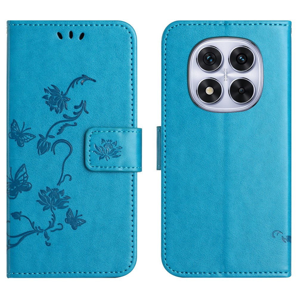 For Xiaomi Poco M8 Pro 5G / Redmi Note 15 Pro+ 5G (Global) Case Wallet Stand Imprinted Butterfly Flower PU Leather Phone Cover