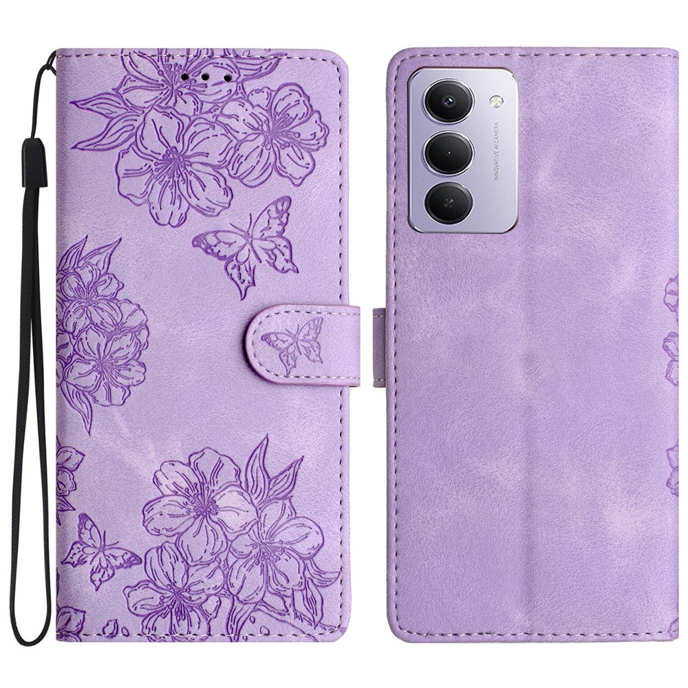 Xiaomi Redmi 15 4G (EU) (171mm) Fodral Fjärilsblommönster Läderfodral med beröringsfunktion