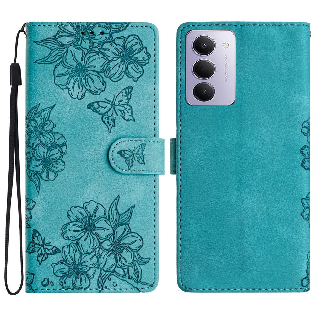 Xiaomi Redmi 15 4G (EU) (171mm) Fodral Fjärilsblommönster Läderfodral med beröringsfunktion