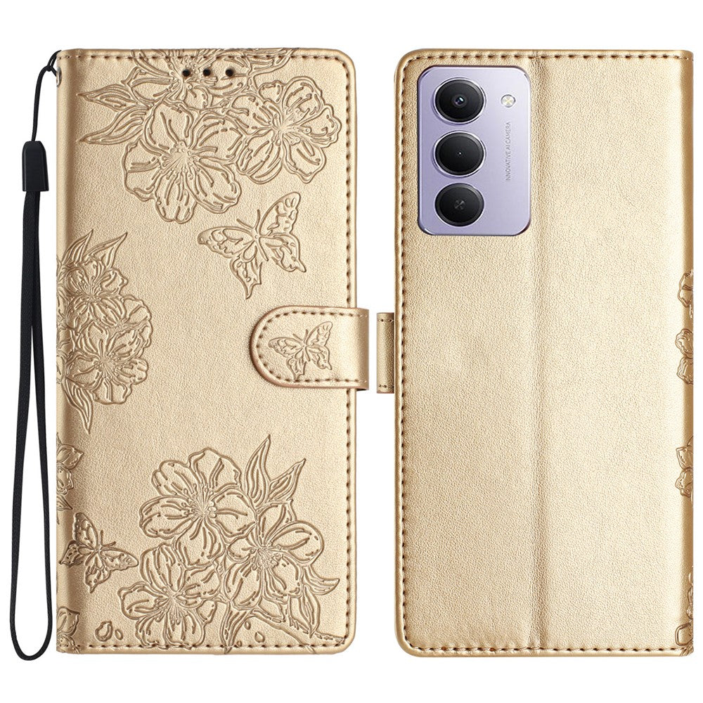 Xiaomi Redmi 15 4G (EU) (171mm) Fodral Fjärilsblommönster Läderfodral med beröringsfunktion