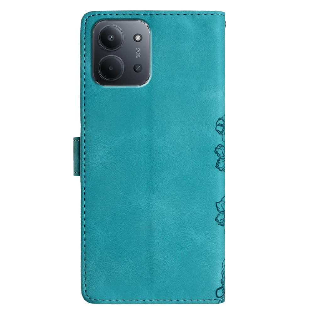 Leather Case For Xiaomi Redmi 15C 5G (EU) (173mm)  /  4G (EU) (173mm)  /  Poco C85 4G (173mm) Butterfly Flower Pattern Skin-Touch Phone Cover