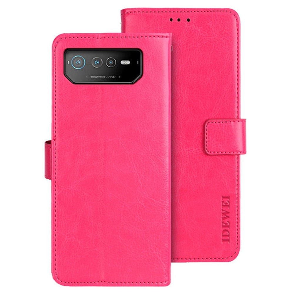 IDEWEI For Asus ROG Phone 6 5G PU Leather Stand Wallet Case Crazy Horse Texture Magnetic Clasp Anti-drop Phone Cover