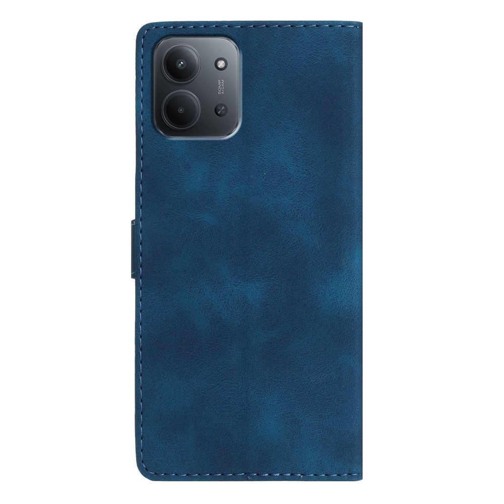Läderfodral till Xiaomi Redmi 15C 5G (EU) (173 mm) / 4G (EU) (173 mm) / Poco C85 4G (173 mm) Mobilskal med tryck och blommotiv och handledsrem