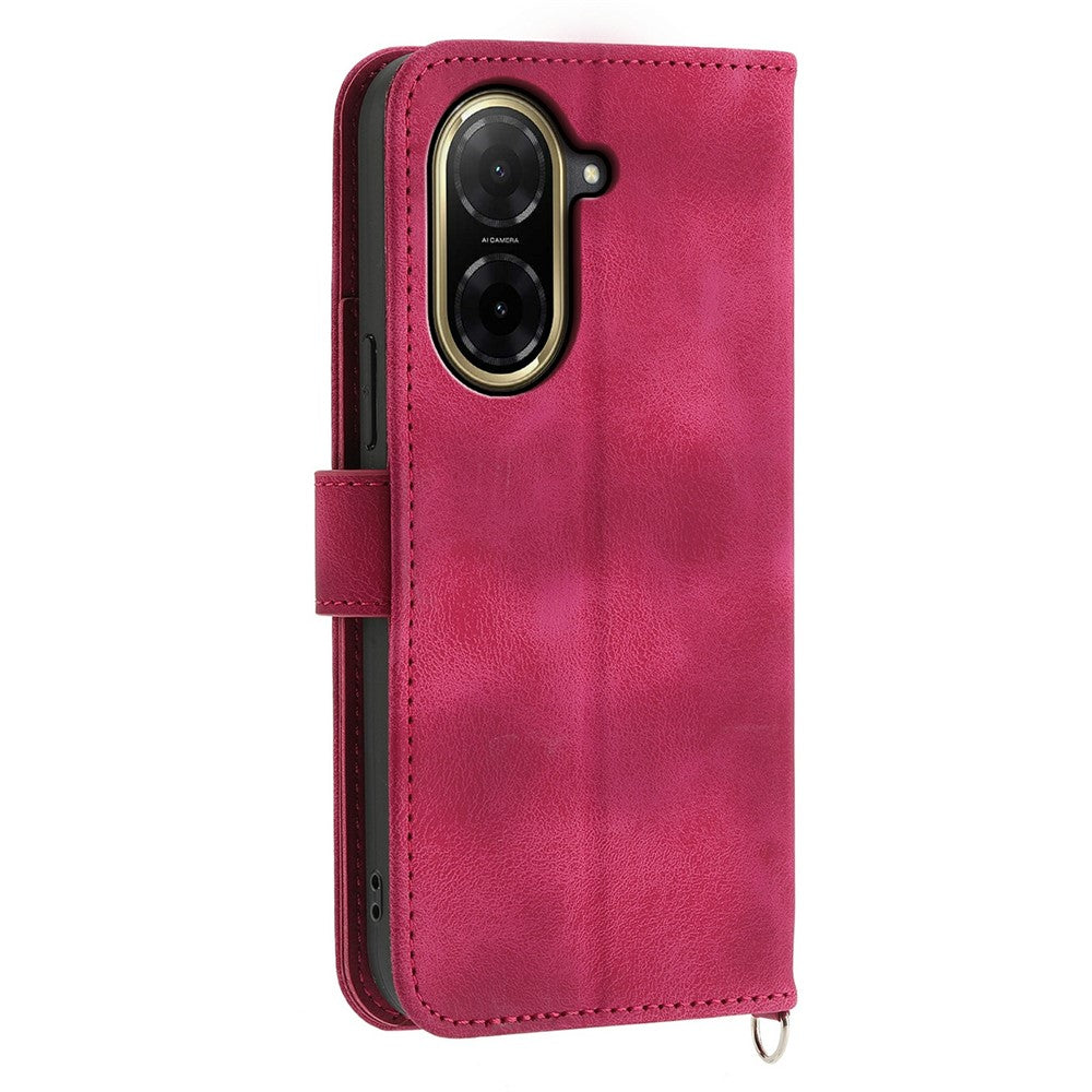 For Xiaomi Redmi A5 NFC (EU) (173.45mm) Case Flower Pattern PU Leather Wallet Phone Cover with Strap