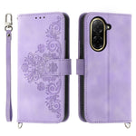 For Xiaomi Redmi A5 NFC (EU) (173.45mm) Case Flower Pattern PU Leather Wallet Phone Cover with Strap