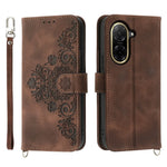 For Xiaomi Redmi A5 NFC (EU) (173.45mm) Case Flower Pattern PU Leather Wallet Phone Cover with Strap