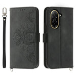 For Xiaomi Redmi A5 NFC (EU) (173.45mm) Case Flower Pattern PU Leather Wallet Phone Cover with Strap