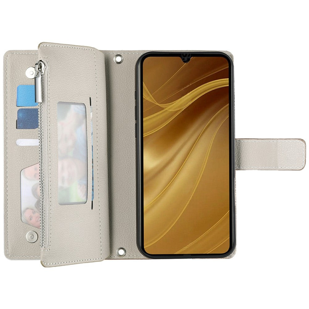 Xiaomi Redmi A5 NFC (EU) (173.45mm) Fodral Dragkedja Plånbok Färgskarvning Läder Flip mobilskal med Remmar