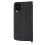 Til Samsung Galaxy A22 4G (EU-version) prægede blomster, hudvenligt, flere kortpladser, telefonetui i PU-læder med stander, pungcover med håndledsrem og skulderrem