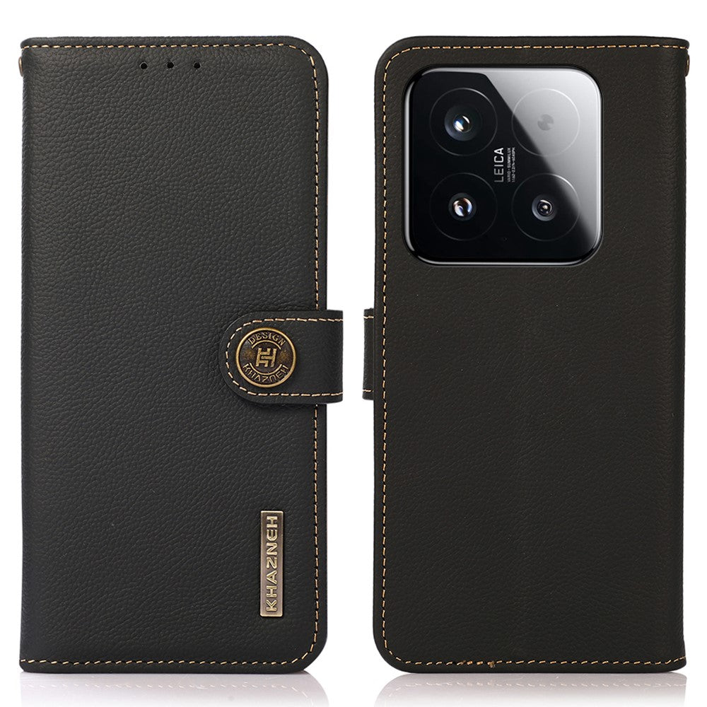 KHAZNEH for Xiaomi 15T Case Genuine Cow Leather RFID Blocking Wallet Phone Cover