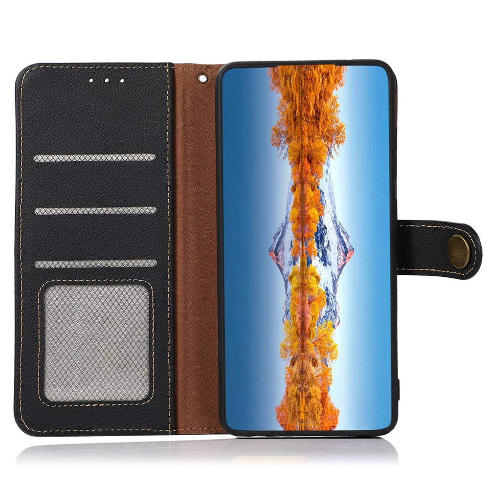 KHAZNEH for Xiaomi 15T Case Genuine Cow Leather RFID Blocking Wallet Phone Cover