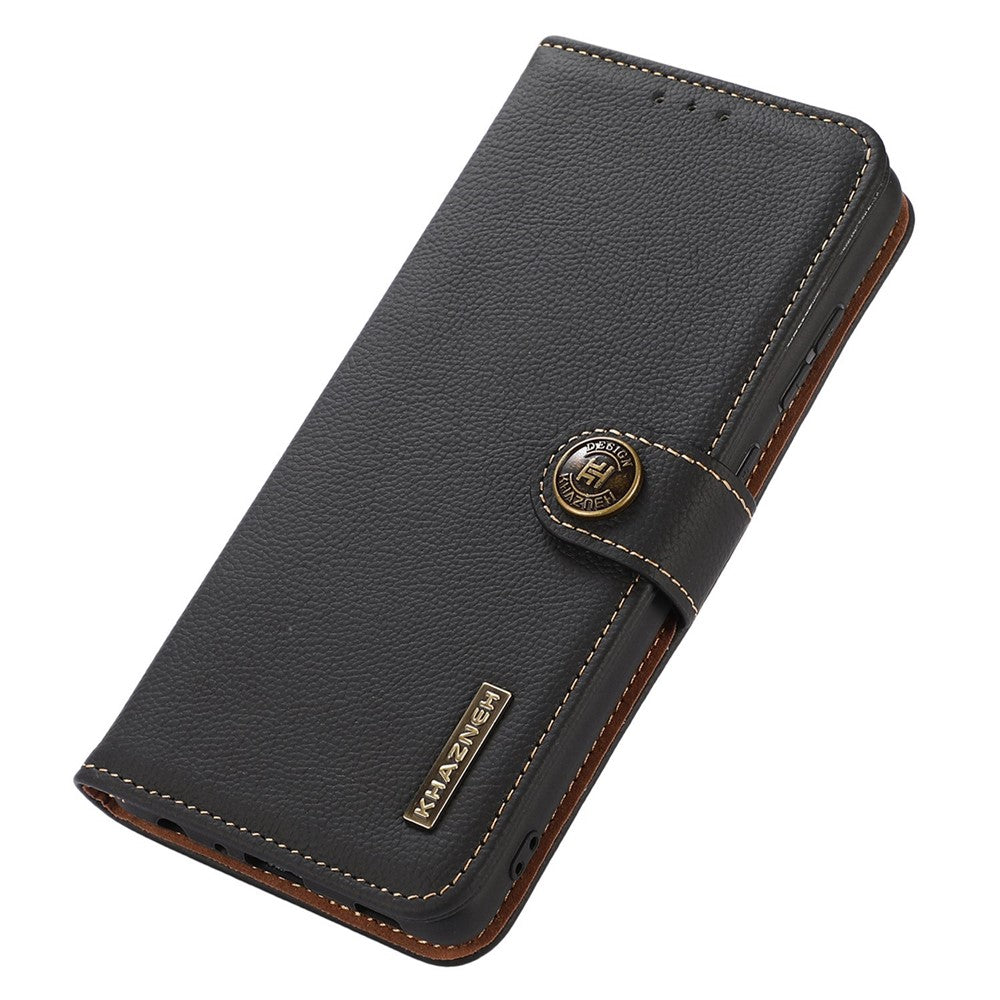 KHAZNEH for Xiaomi 15T Case Genuine Cow Leather RFID Blocking Wallet Phone Cover