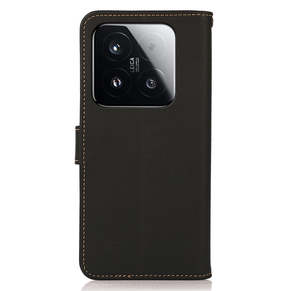 KHAZNEH for Xiaomi 15T Case Genuine Cow Leather RFID Blocking Wallet Phone Cover