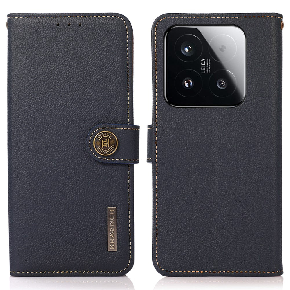 KHAZNEH for Xiaomi 15T Case Genuine Cow Leather RFID Blocking Wallet Phone Cover
