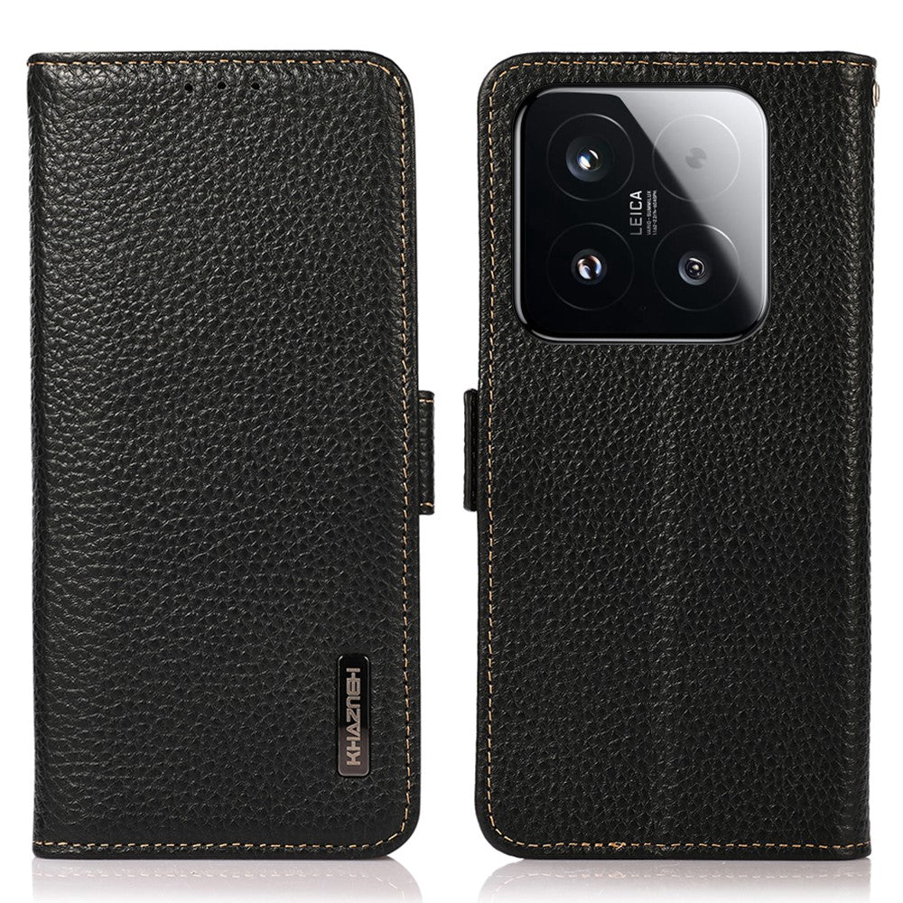KHAZNEH for Xiaomi 15T Phone Case Genuine Cow Leather Cover RFID Blocking