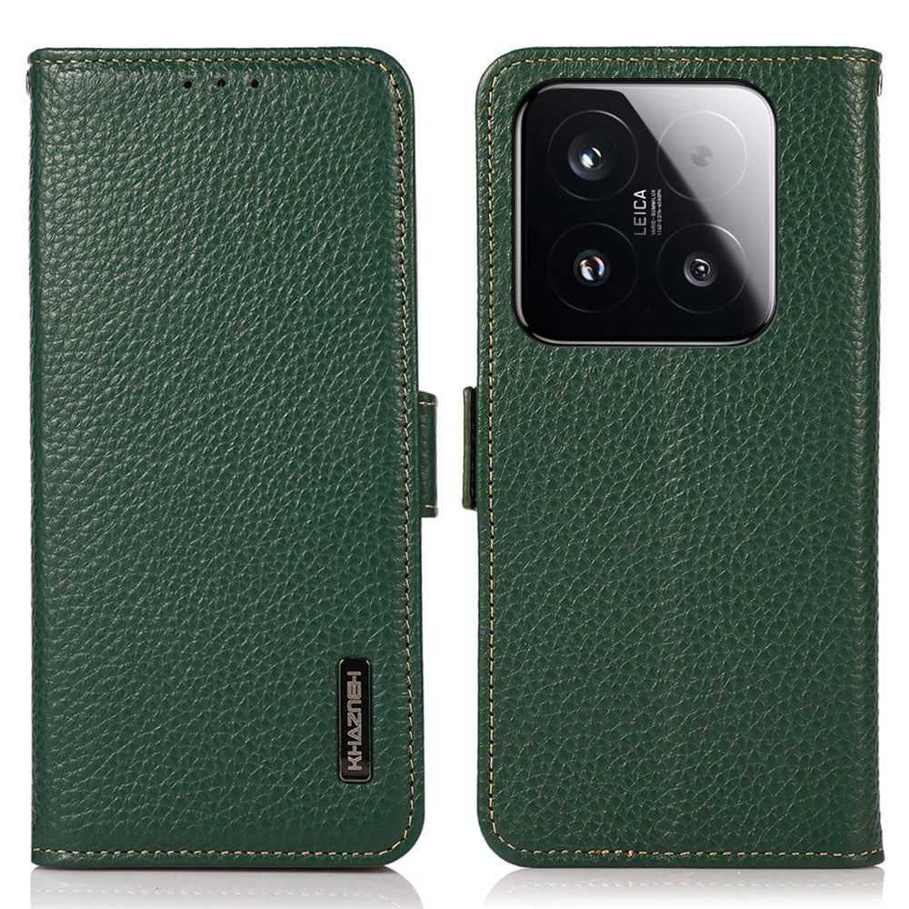 KHAZNEH for Xiaomi 15T Phone Case Genuine Cow Leather Cover RFID Blocking