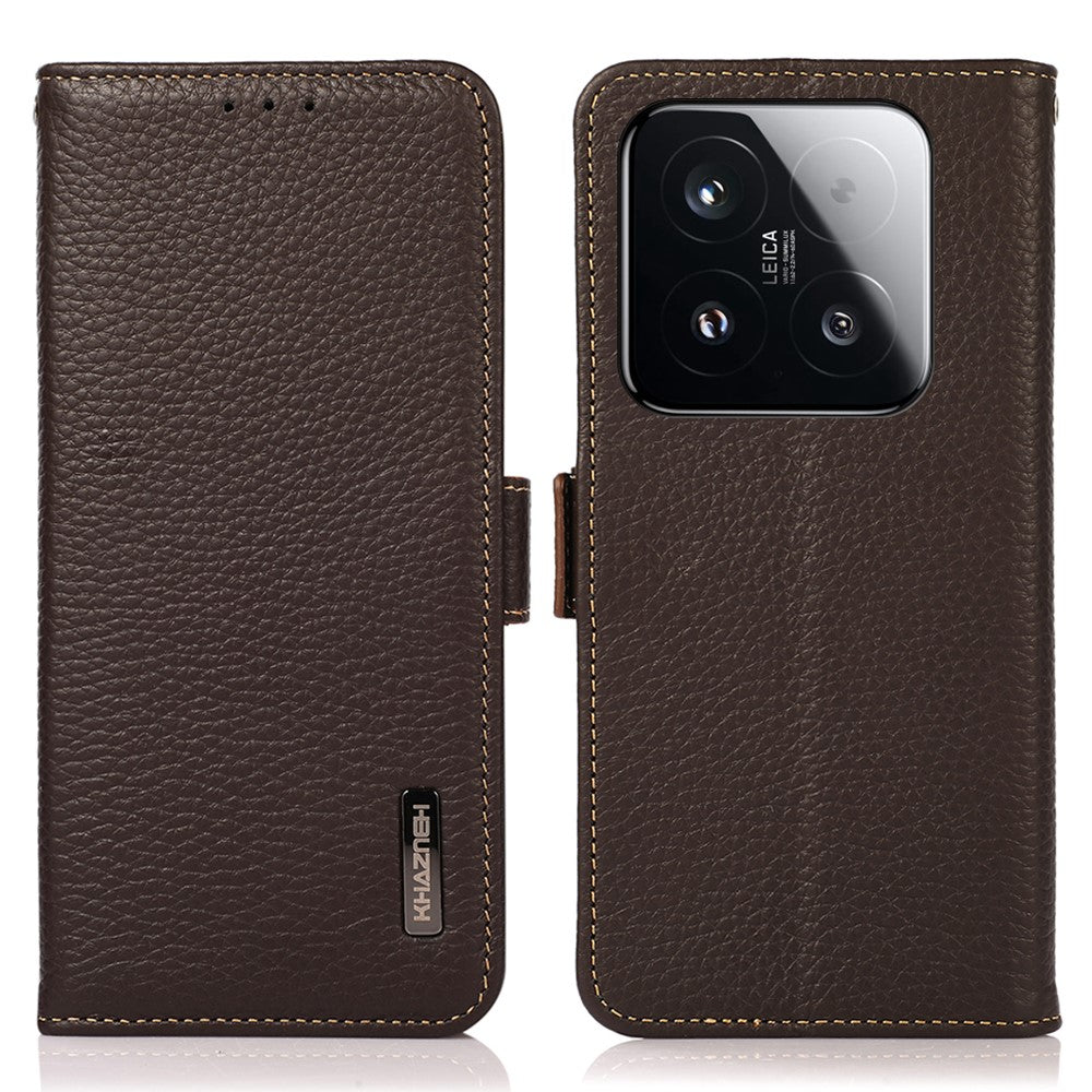 KHAZNEH for Xiaomi 15T Phone Case Genuine Cow Leather Cover RFID Blocking