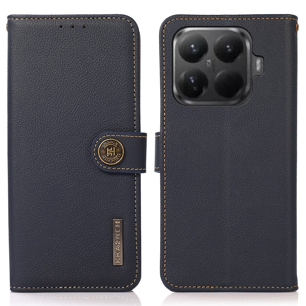 KHAZNEH for Xiaomi 15T Pro Case Genuine Cow Leather RFID Blocking Wallet Phone Cover