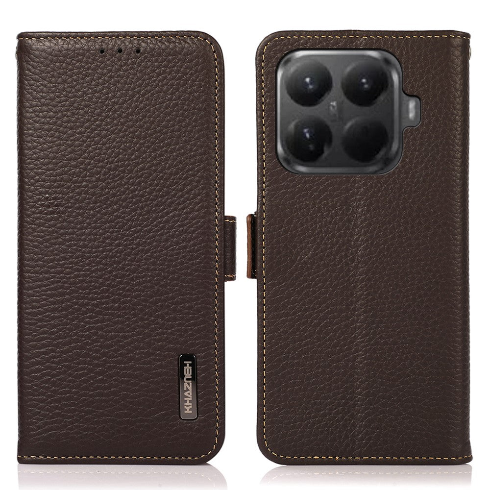 KHAZNEH for Xiaomi 15T Pro Phone Case Genuine Cow Leather Cover RFID Blocking