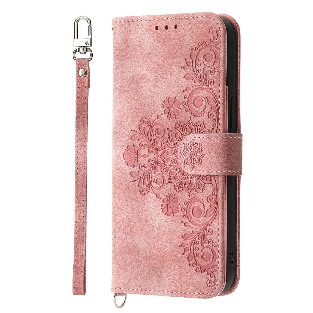 Xiaomi Poco M8 Pro 5G / Redmi Note 15 Pro+ 5G (Global) Fodral Blommönster PU-läder Plånboksfodral med Rem