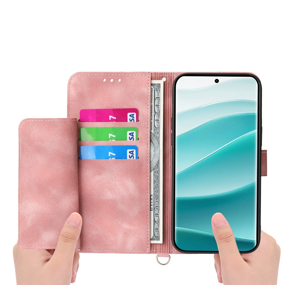 Xiaomi Poco M8 Pro 5G / Redmi Note 15 Pro+ 5G (Global) Fodral Blommönster PU-läder Plånboksfodral med Rem