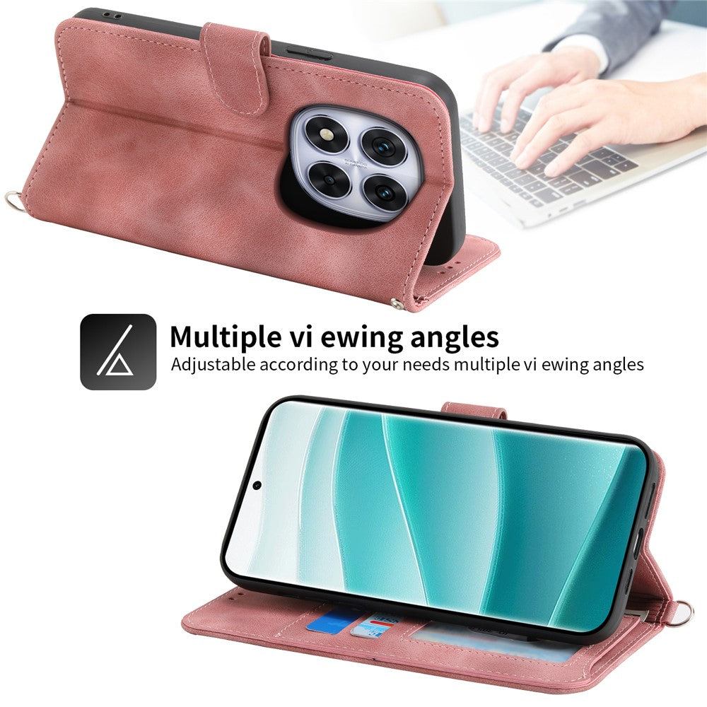For Xiaomi Poco M8 Pro 5G / Redmi Note 15 Pro+ 5G (Global) Case Flower Pattern PU Leather Wallet Phone Cover with Strap
