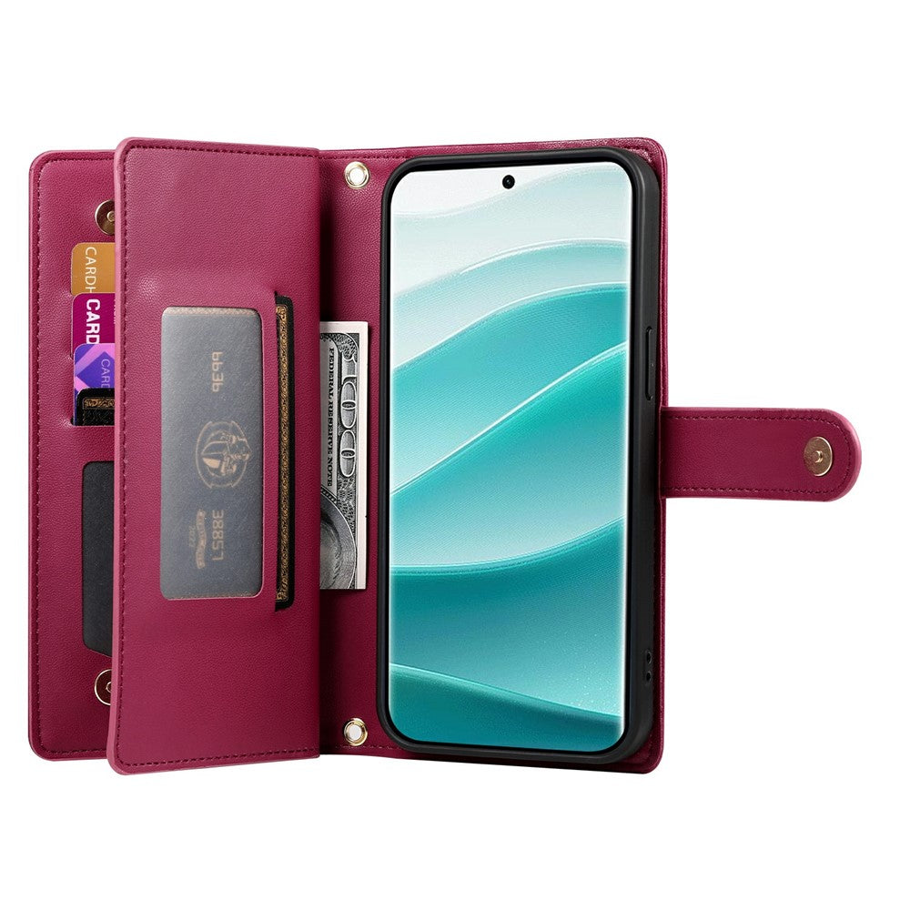 Xiaomi Redmi Note 15 Pro 5G (Global) Fodral Blixtlåsficka Plånbok Lädermobilskal med Remmar