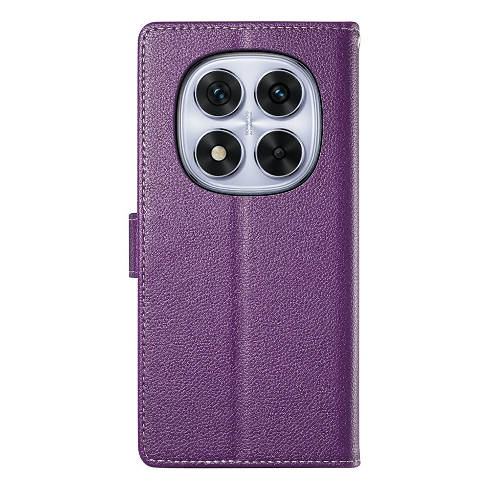 For Xiaomi Redmi Note 15 Pro 5G (Global) Case Magnetic Snap Litchi Texture Leather Wallet Phone Cover with Wrist Strap