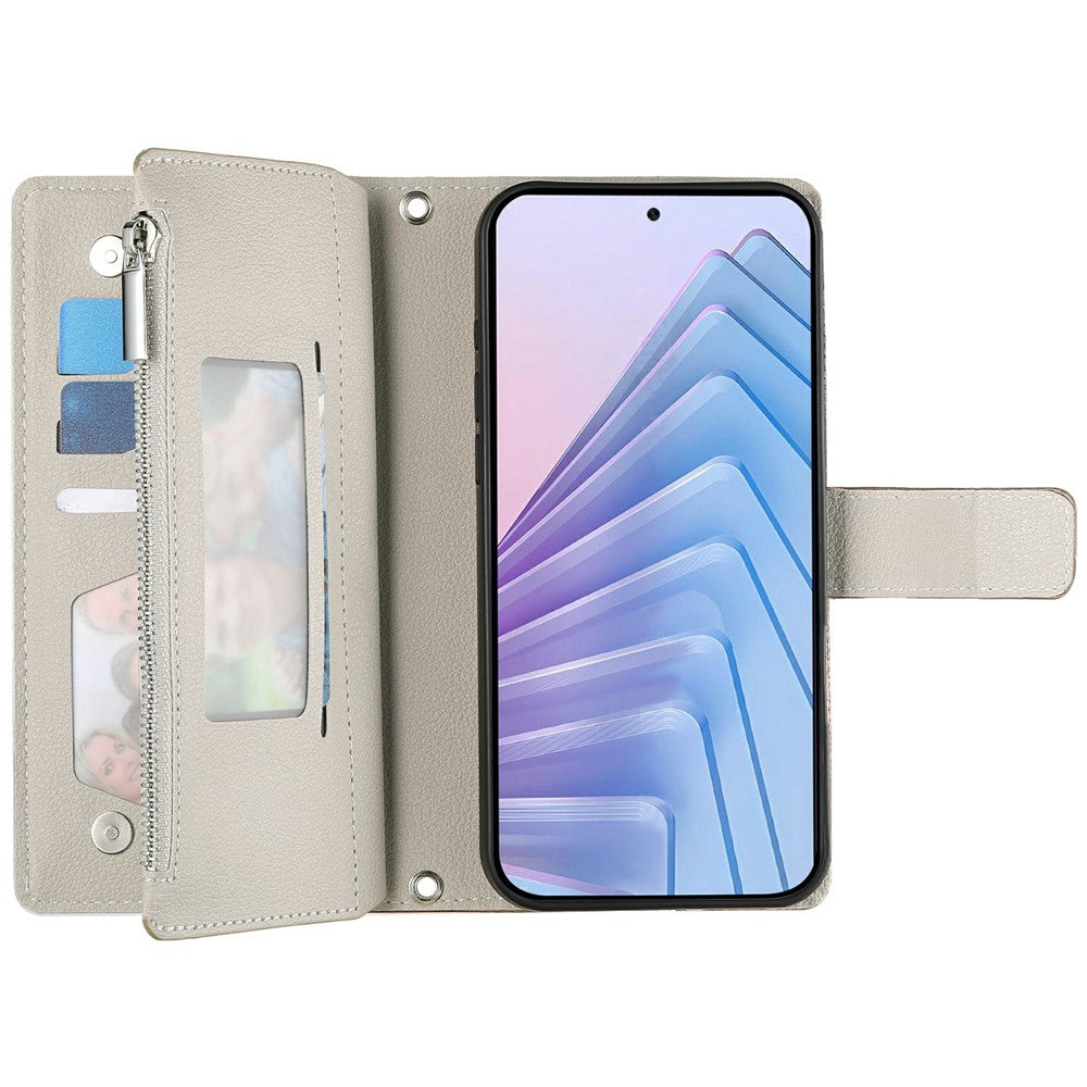 For Xiaomi Redmi Note 15 Pro 5G (Global) Case Zipper Wallet Color Splicing Leather Flip Phone Cover with Straps