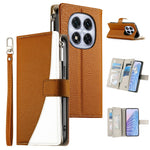 For Xiaomi Redmi Note 15 Pro 5G (Global) Case Zipper Wallet Color Splicing Leather Flip Phone Cover with Straps