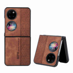AZNS För Huawei P50 Pocket Printed Pattern Folding Phone Case Anti-Repskyddande PU Läderbelagt Hårt PC Baksida