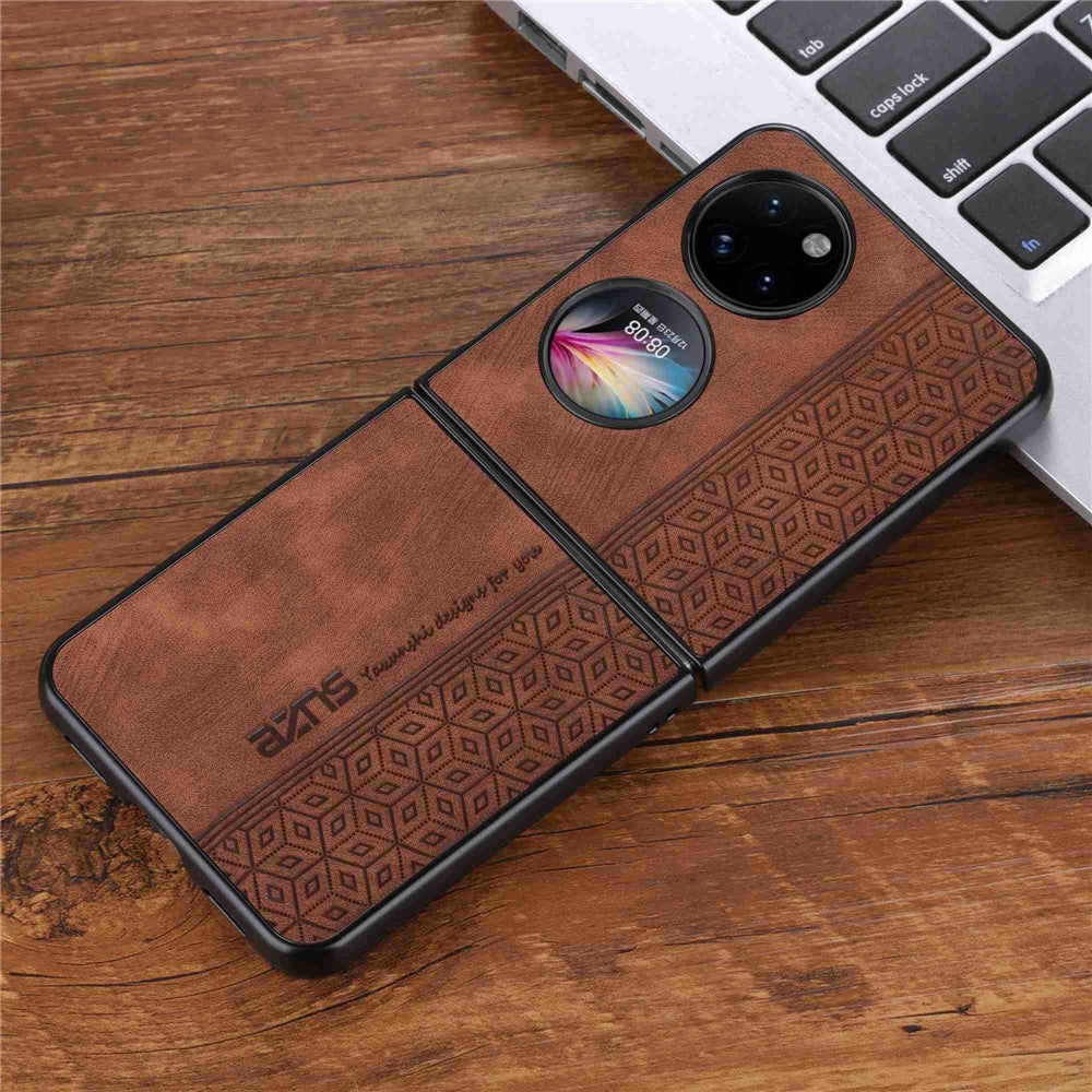 AZNS För Huawei P50 Pocket Printed Pattern Folding Phone Case Anti-Repskyddande PU Läderbelagt Hårt PC Baksida