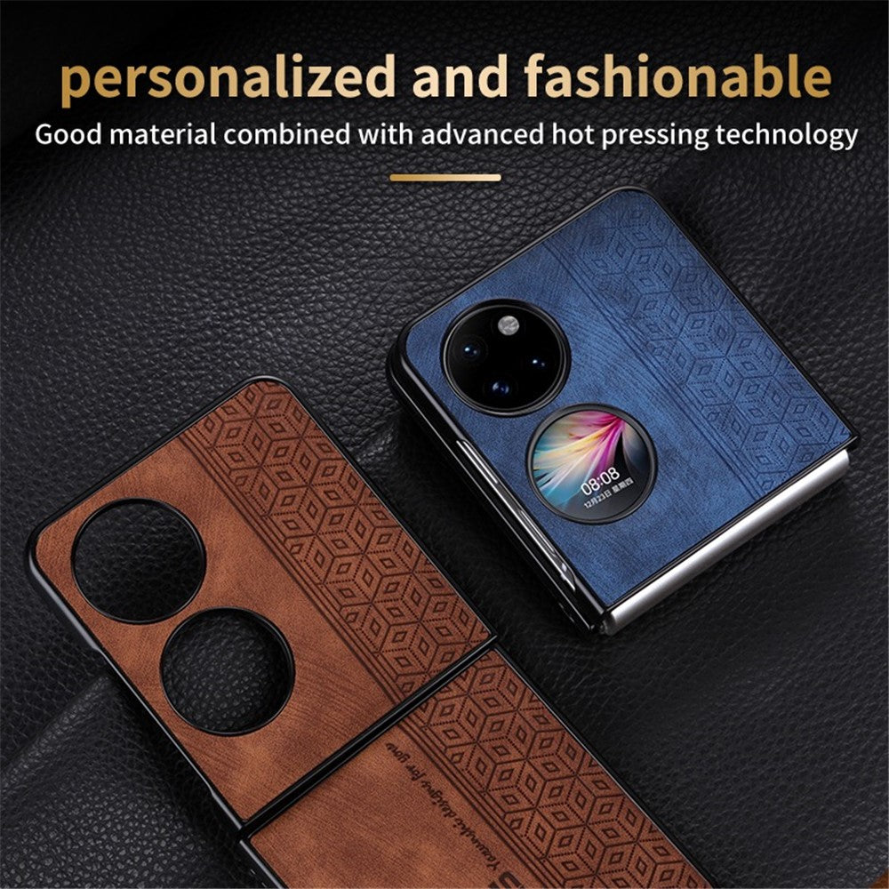 AZNS För Huawei P50 Pocket Printed Pattern Folding Phone Case Anti-Repskyddande PU Läderbelagt Hårt PC Baksida