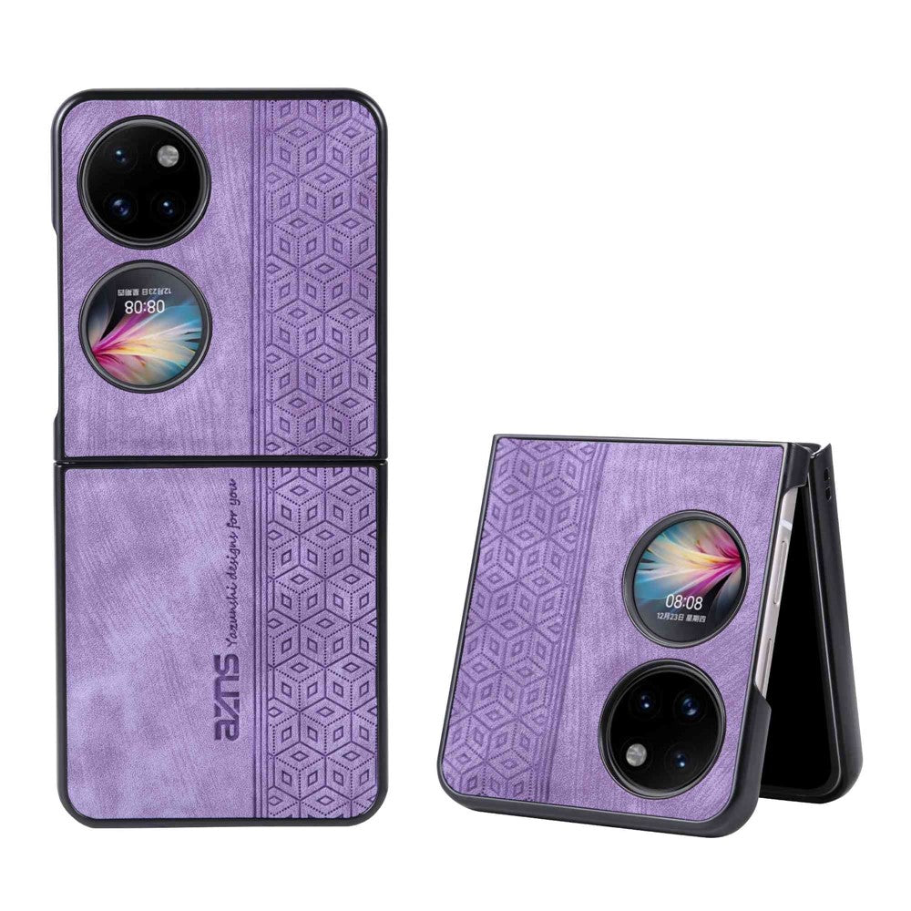 AZNS För Huawei P50 Pocket Printed Pattern Folding Phone Case Anti-Repskyddande PU Läderbelagt Hårt PC Baksida