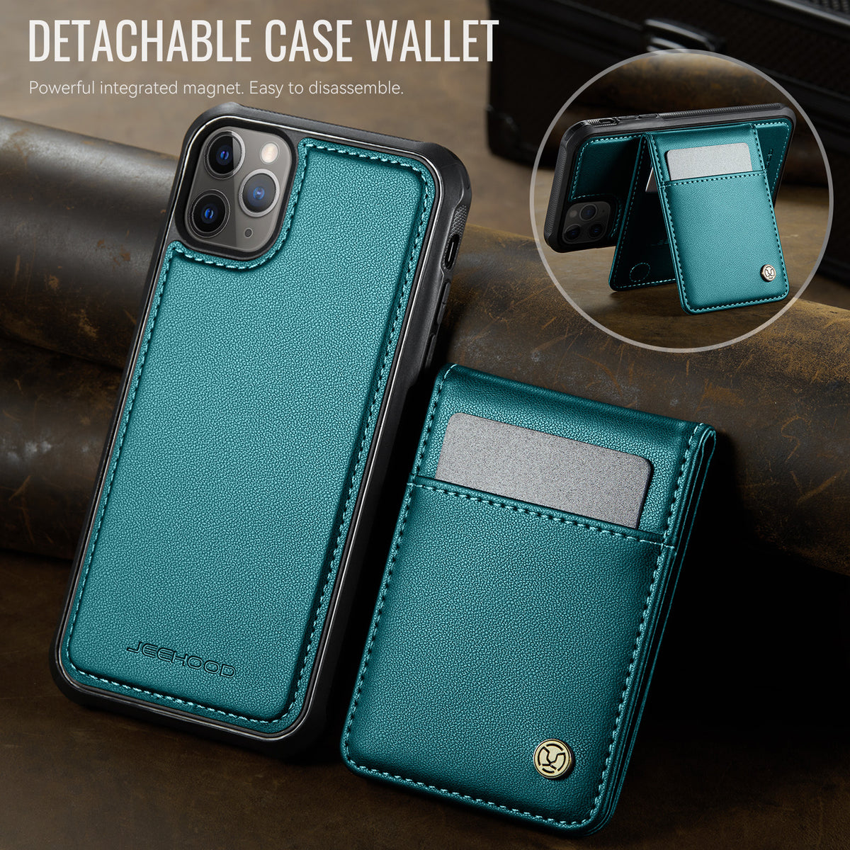 JEEHOOD For iPhone 11 Pro Max Leather Back Cover Compatible with MagSafe  J06 Phone Case with Card Bag RFID Blocking
