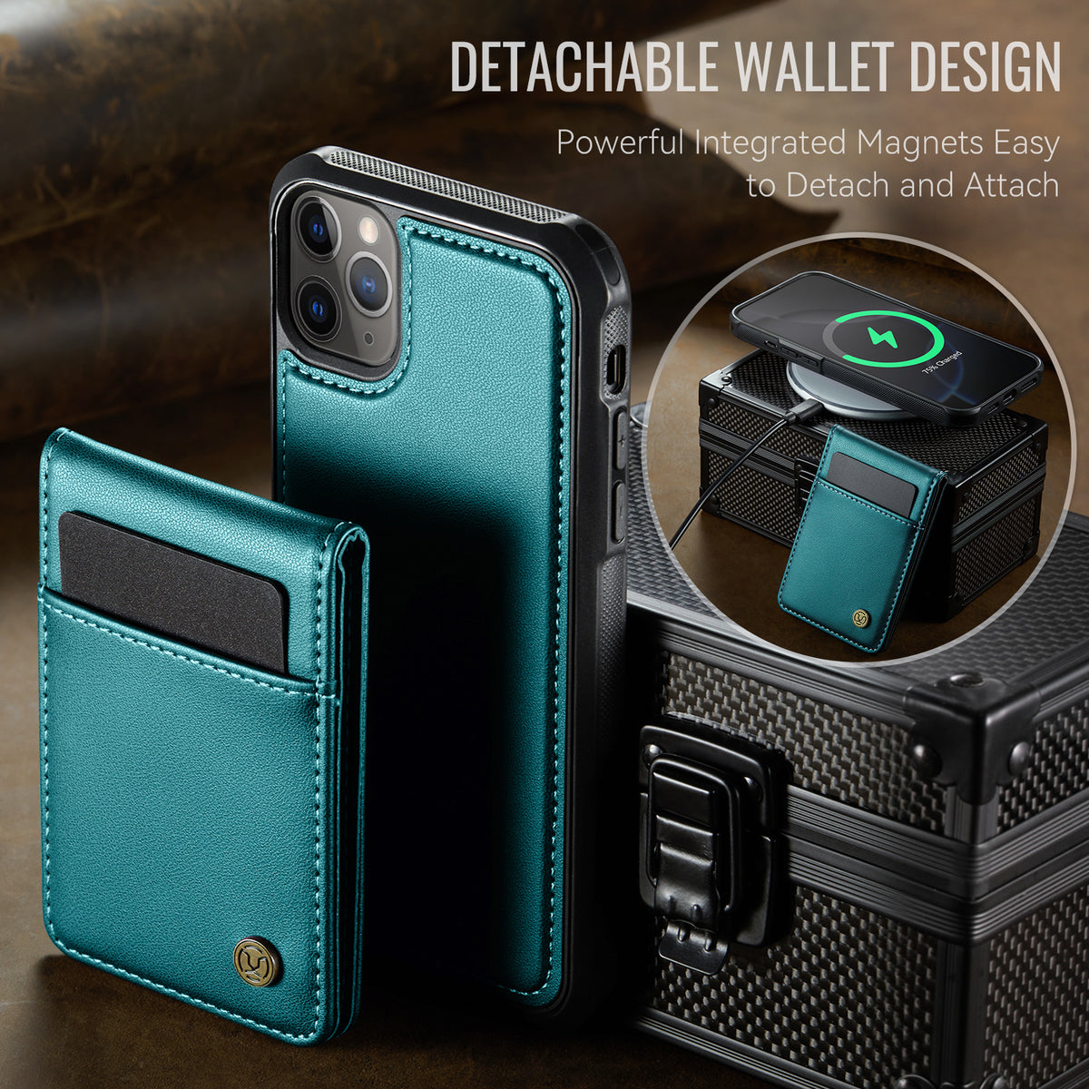 JEEHOOD For iPhone 11 Pro Max Leather Back Cover Compatible with MagSafe  J06 Phone Case with Card Bag RFID Blocking