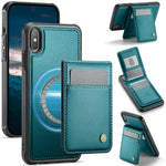 JEEHOOD For iPhone XS Max 6.5 inch Leather Back Cover Compatible with MagSafe  J06 Phone Case with Card Bag RFID Blocking