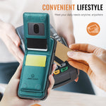 JEEHOOD For iPhone XS Max 6.5 inch Leather Back Cover Compatible with MagSafe  J06 Phone Case with Card Bag RFID Blocking