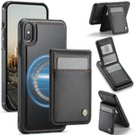 JEEHOOD For iPhone XS Max 6.5 inch Leather Back Cover Compatible with MagSafe  J06 Phone Case with Card Bag RFID Blocking