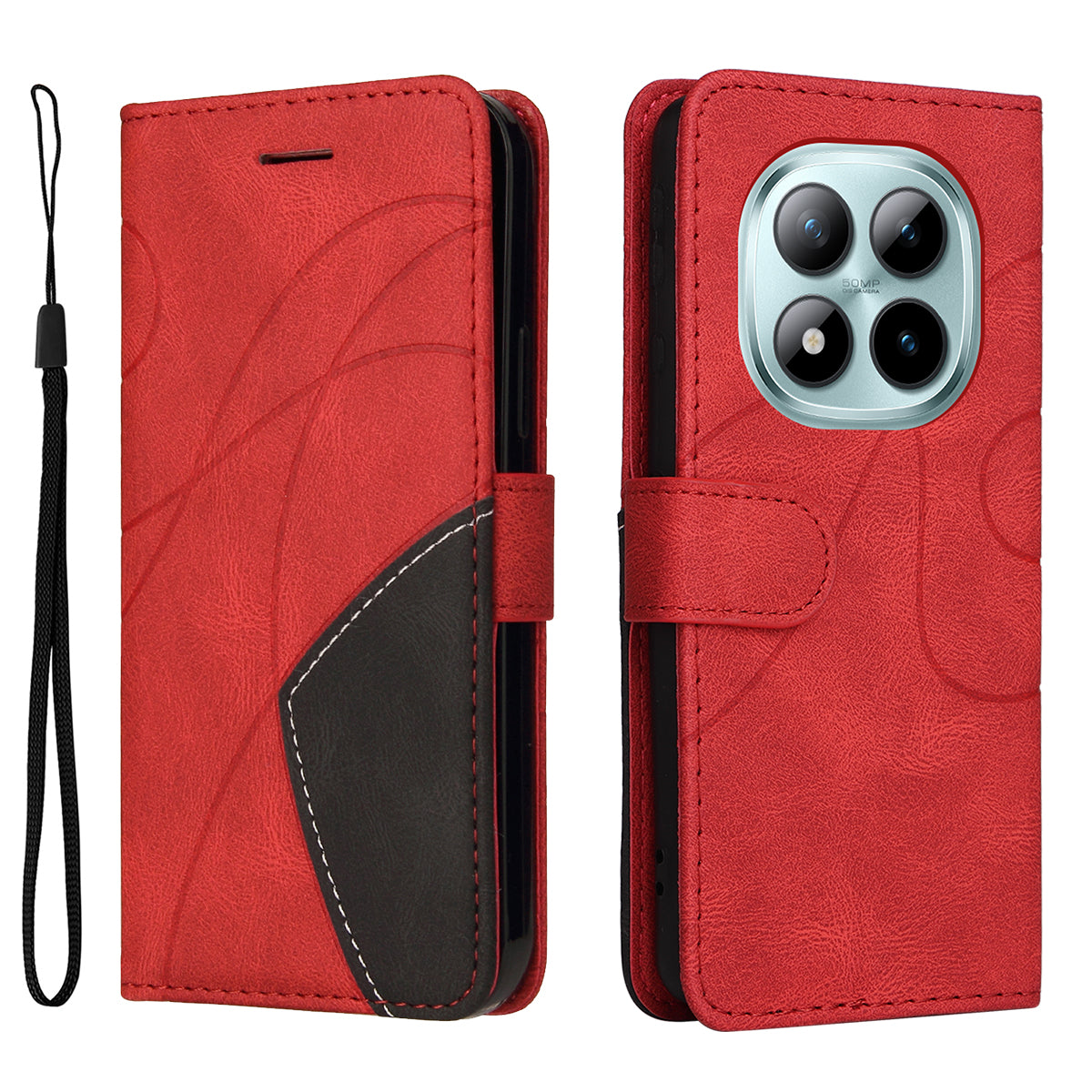For Xiaomi Poco M8 Pro 5G / Redmi Note 15 Pro+ 5G (Global) Leather Phone Case Stand Wallet with Bi-colour Splicing Design