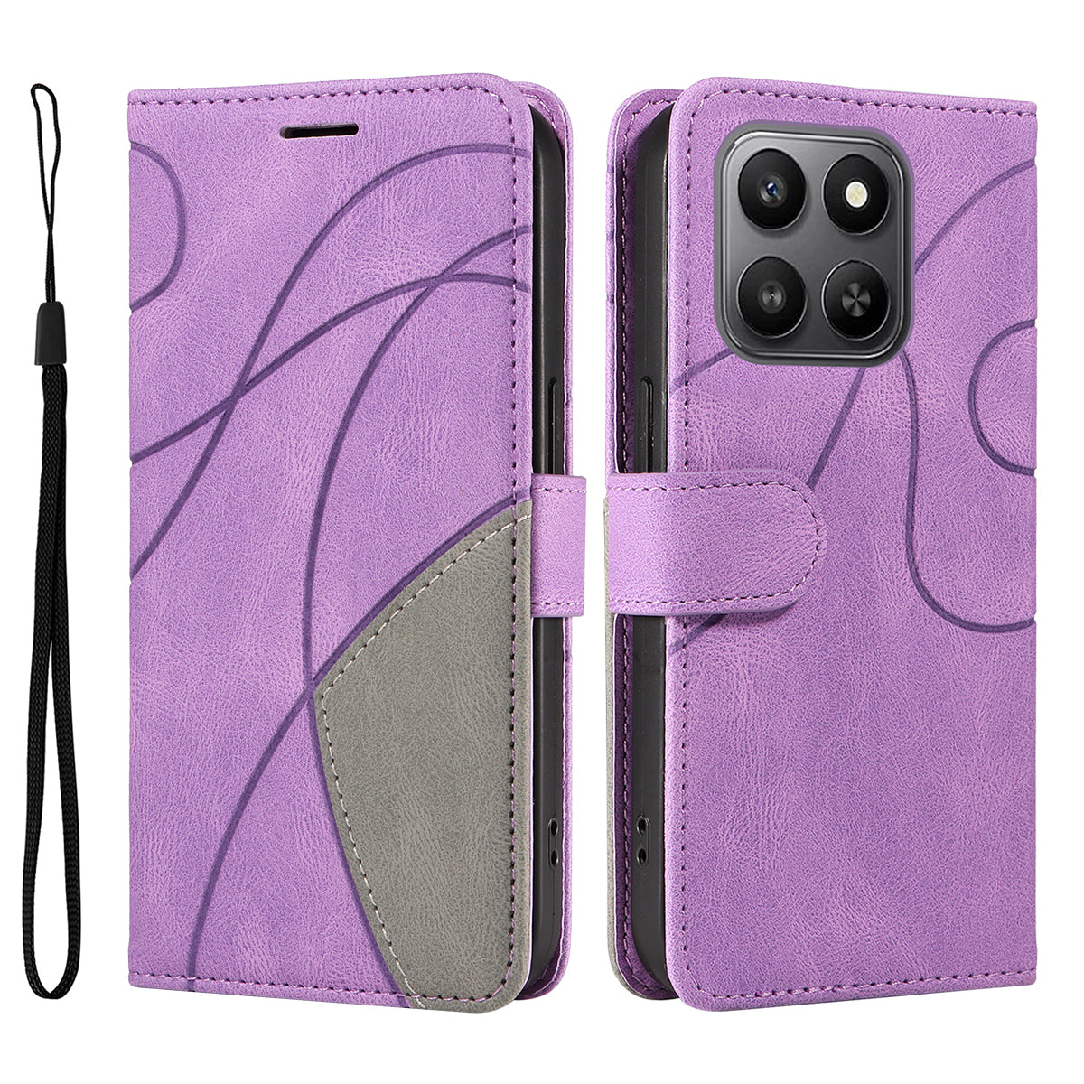 For Honor 400 Smart 5G / 4G / X7d 4G Leather Phone Case Stand Wallet with Bi-colour Splicing Design