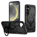 For Samsung Galaxy S24+ Magnetic Case Ring Kickstand PC + TPU Hybrid Phone Cover