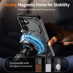 For Samsung Galaxy S24+ Magnetic Case Ring Kickstand PC + TPU Hybrid Phone Cover