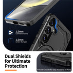For Samsung Galaxy S24+ Magnetic Case Ring Kickstand PC + TPU Hybrid Phone Cover