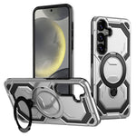 For Samsung Galaxy S24+ Magnetic Case Ring Kickstand PC + TPU Hybrid Phone Cover