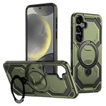 For Samsung Galaxy S24+ Magnetic Case Ring Kickstand PC + TPU Hybrid Phone Cover